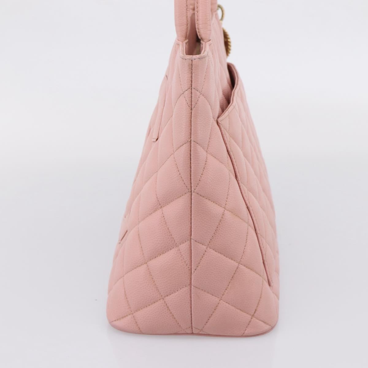 Chanel Medallion Quilted Caviar Pink Leather Tote Bag Bag (Pre-Owned)