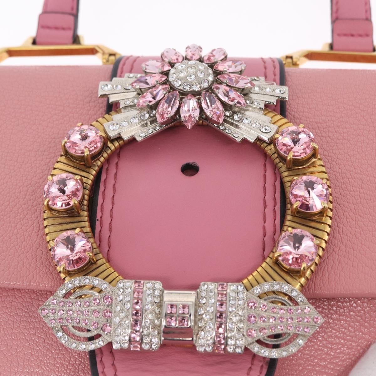Miu Miu Madras Crystal Flap Leather Pink Leather Crossbody Bag Bag (Pre-Owned)