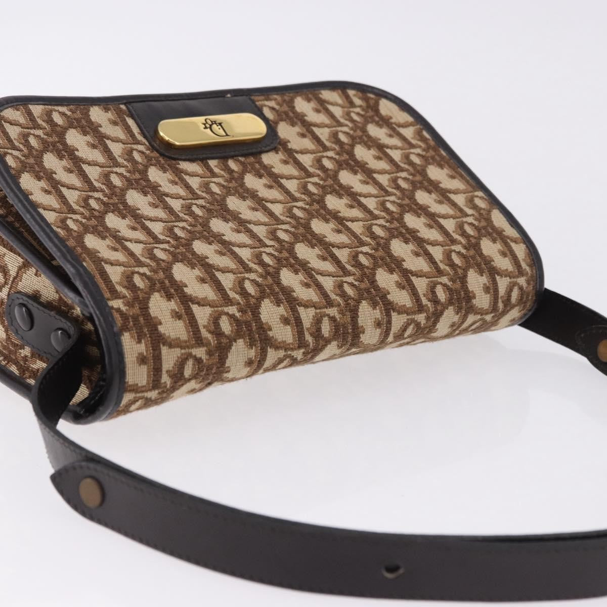 Christian Dior Trotter Shoulder Bag Sequins Beige Canvas Shoulder Bag Bag (Pre-Owned)