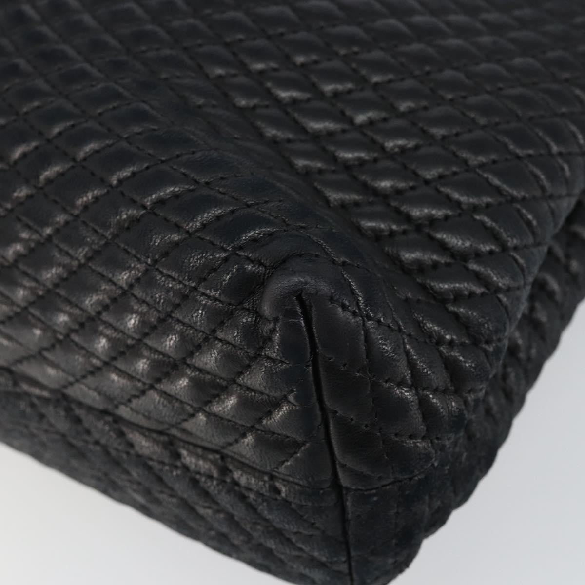 Bally Vintage Quilted Leather Black Leather Handbag (Pre-Owned)