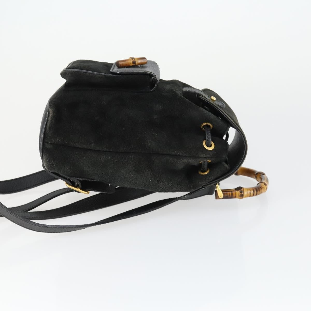 Gucci Gucci Bamboo Daim Black Suede Backpack Bag (Pre-Owned)