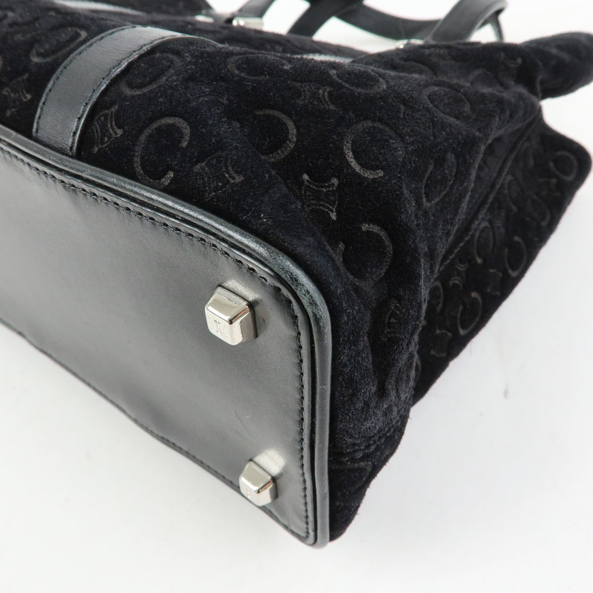 Celine C Macadam Tote Pvc Leather/ Macadam Canvas Black Suede Shoulder Bag Bag (Pre-Owned)