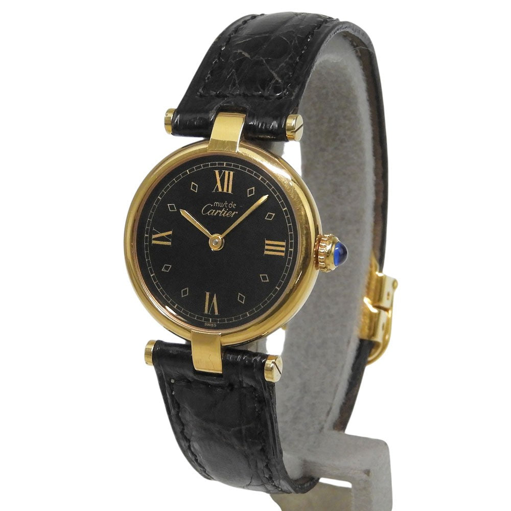 Cartier Must Vendôme Stainless Steel And Leather Watch (Pre-Owned)
