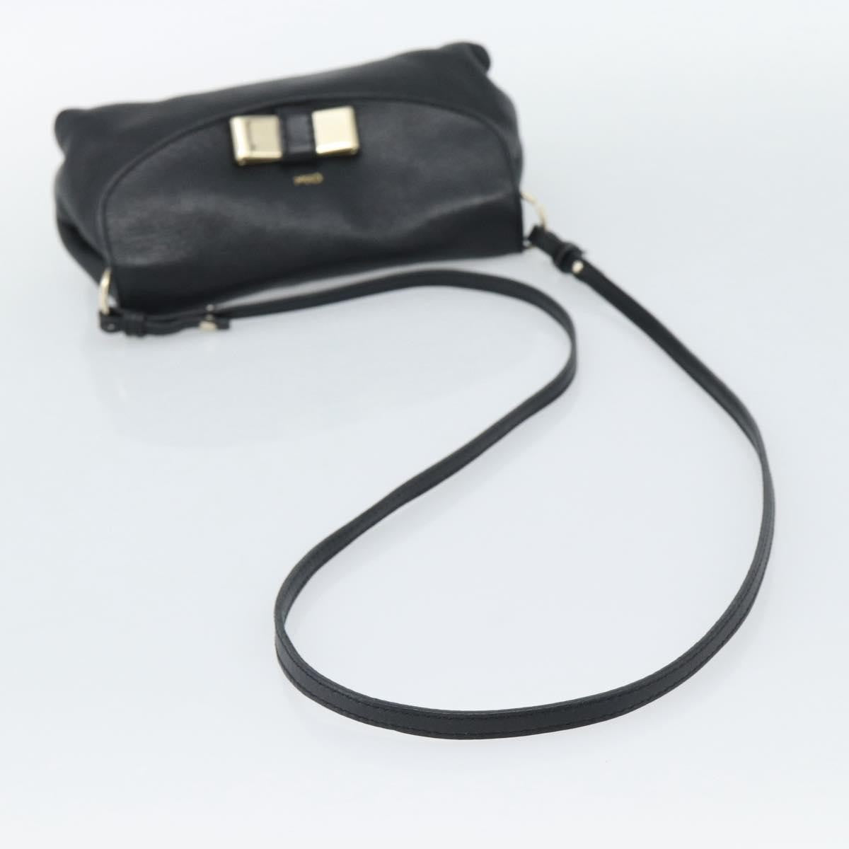 Chloe Lily Leather Black Leather Shoulder Bag Bag (Pre-Owned)