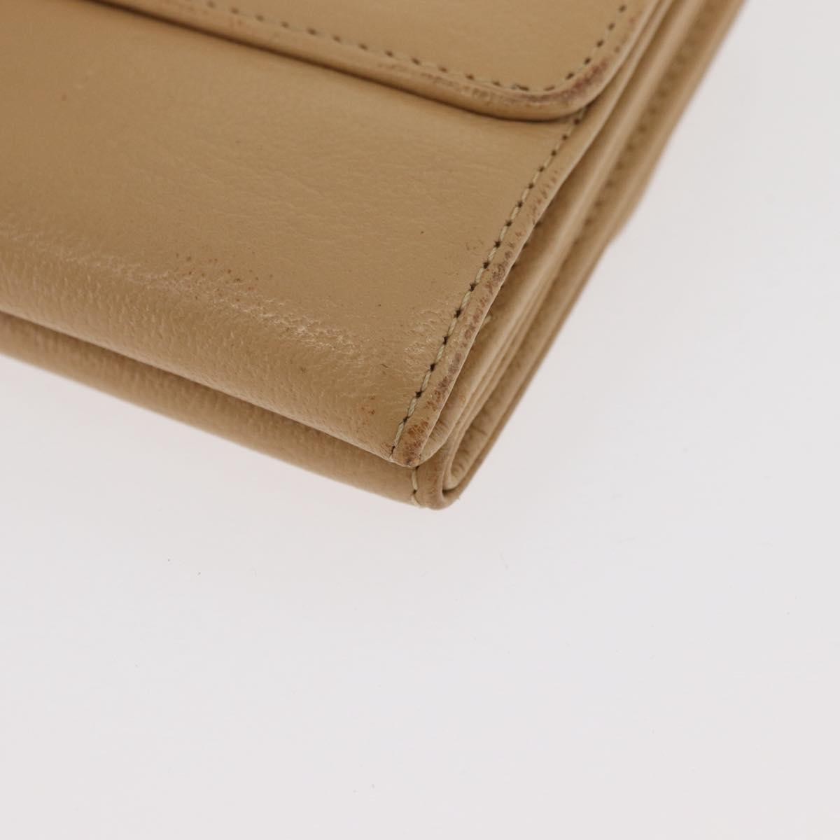 Chanel Cc Trifold Leather Beige Leather Wallets Accessory (Pre-Owned)