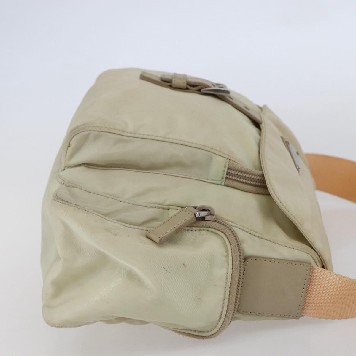 Prada Buckle Messenger Tessuto Beige Nylon Shoulder Bag Bag (Pre-Owned)