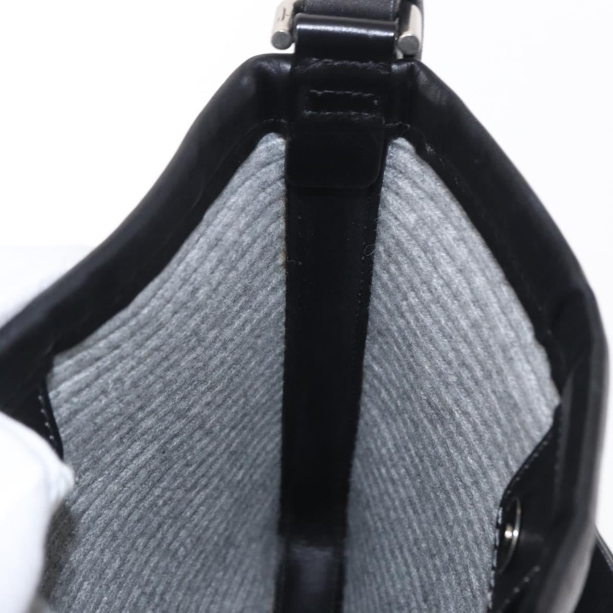 Salvatore Ferragamo Gancini Leather Black Leather Shoulder Bag Bag (Pre-Owned)