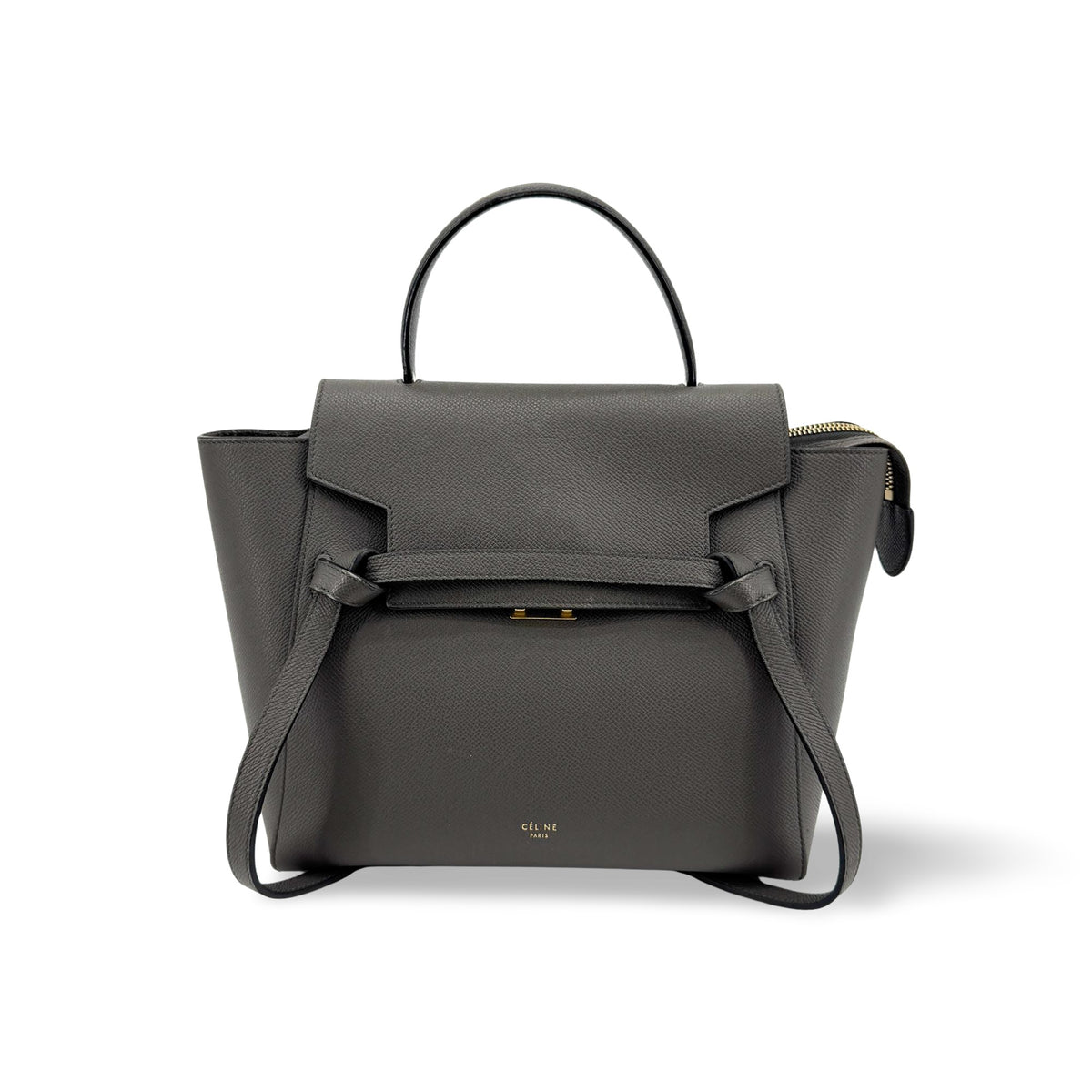 Celine Belt Calfskin Gray Leather Handbag (Pre-Owned)