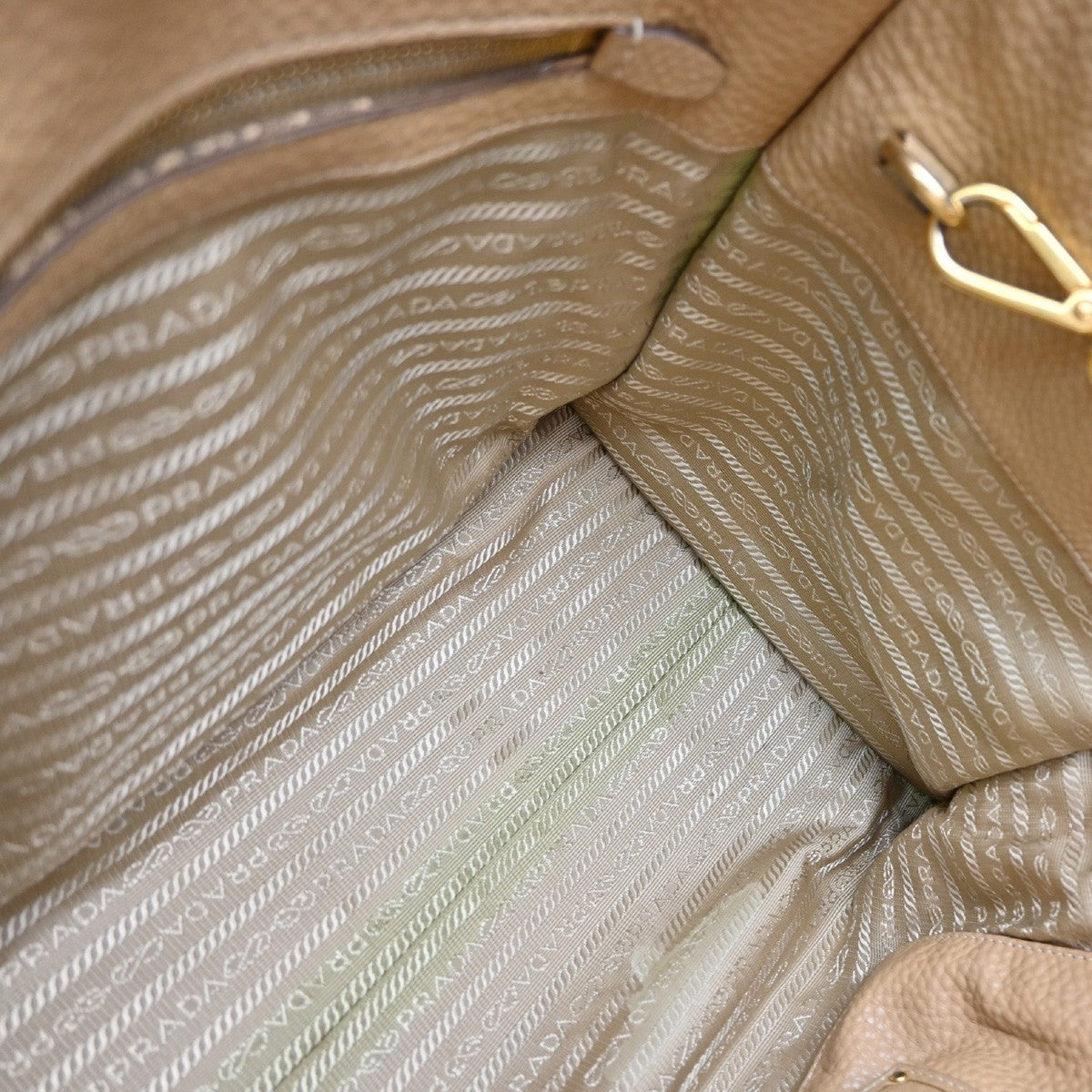 Prada Front Pocket Wing Convertible Vitello Daino Beige Leather Tote Bag Bag (Pre-Owned)