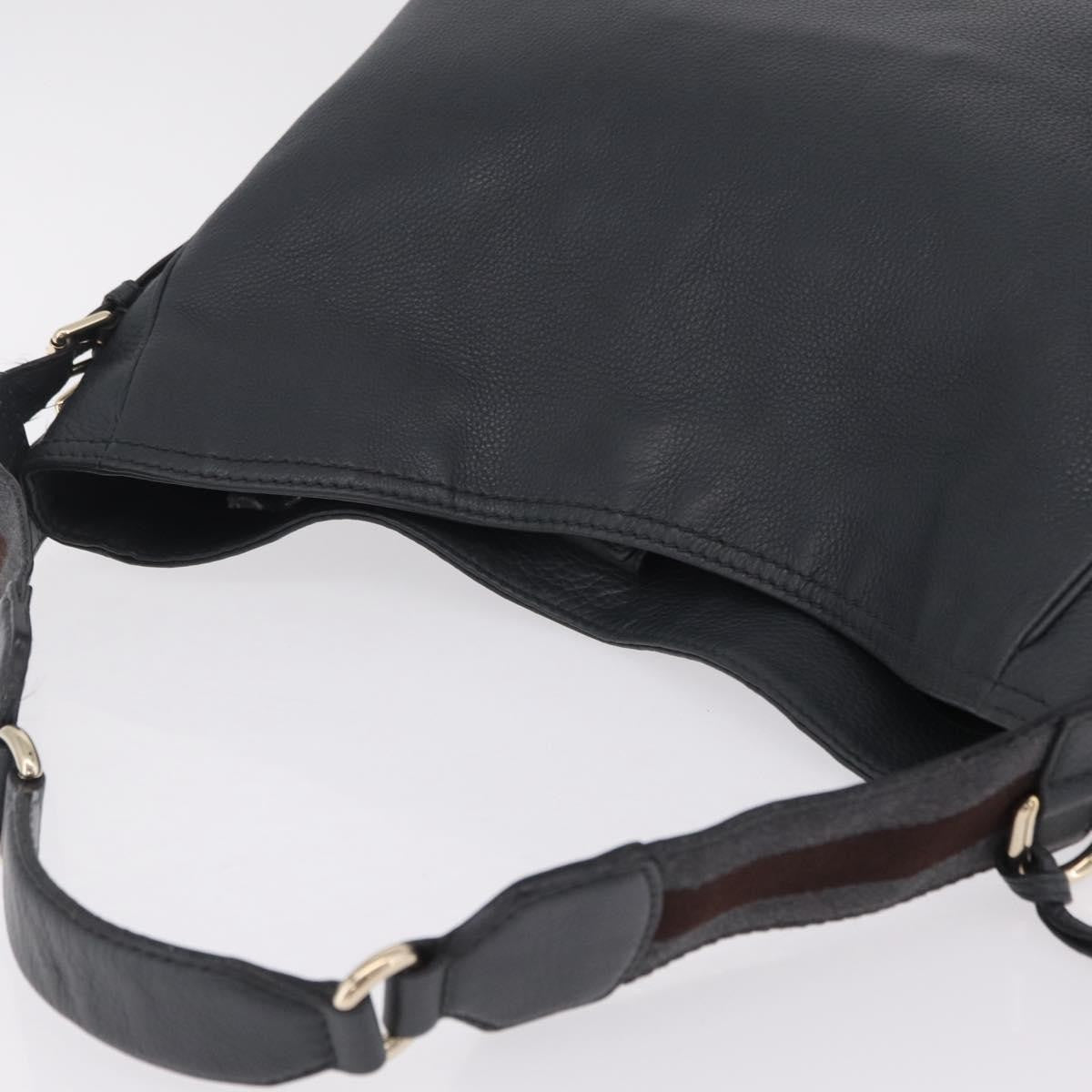Gucci Heritage Web Hobo Leather Gray Leather Shoulder Bag Bag (Pre-Owned)