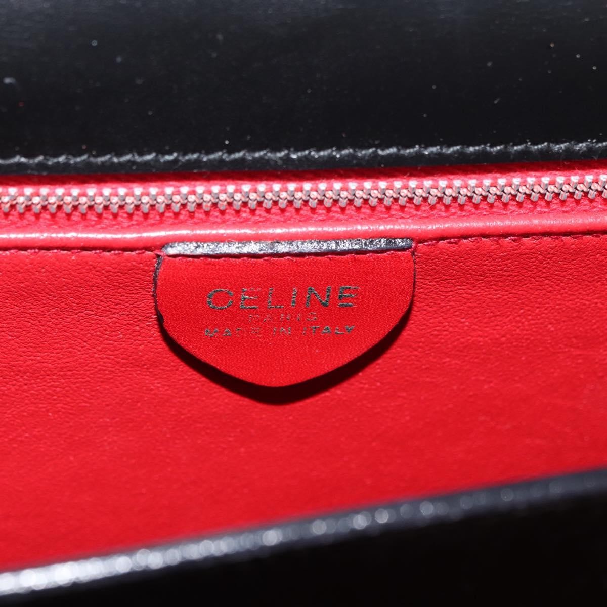 Celine Top Handle Leather Black Leather Handbag (Pre-Owned)