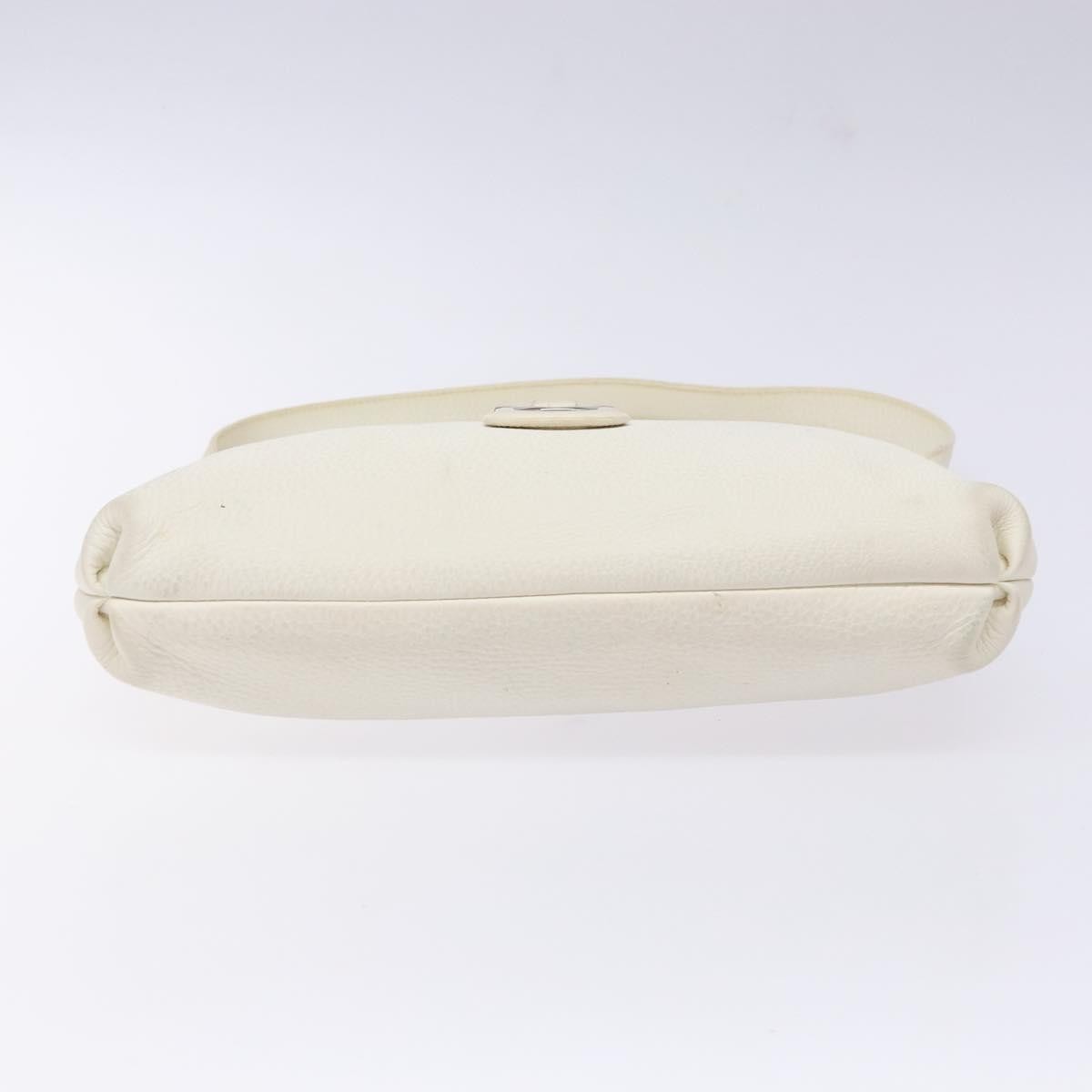 Salvatore Ferragamo Gancini Leather White Leather Shoulder Bag Bag (Pre-Owned)