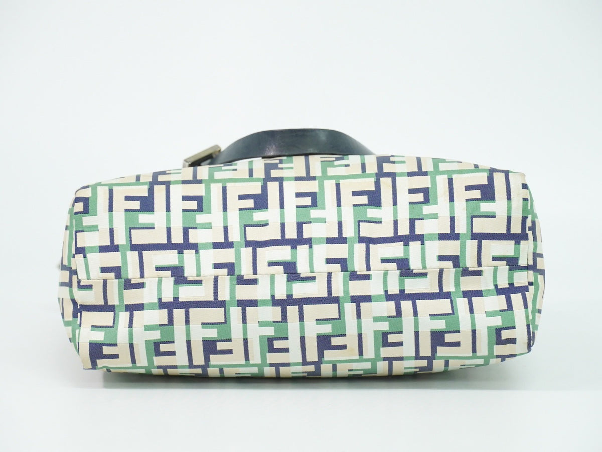 Fendi Mamma Baguette Zucca Jacquard Velvet Multicolour Canvas Shoulder Bag Bag (Pre-Owned)