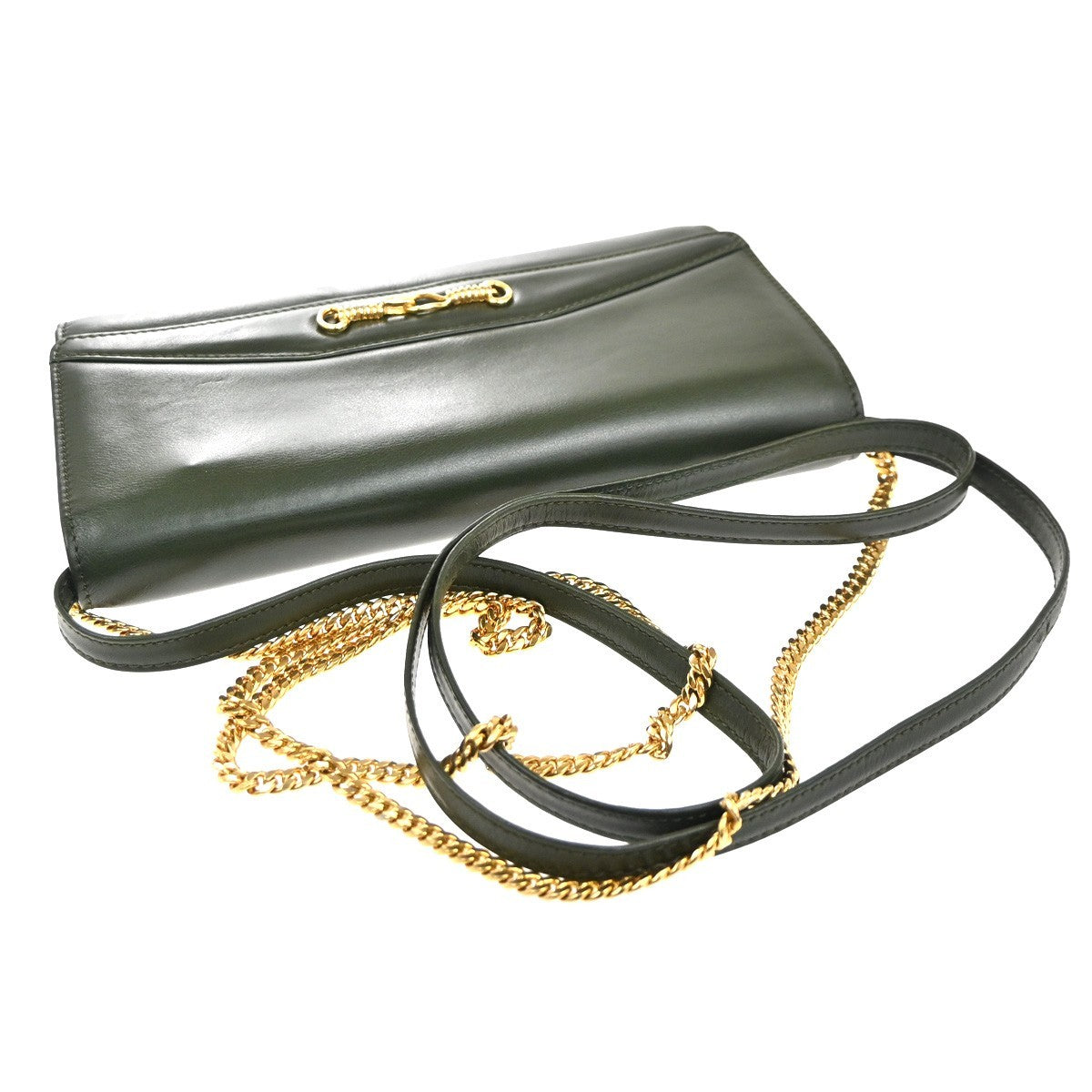 Celine Vintage Leather Green Leather Shoulder Bag Bag (Pre-Owned)