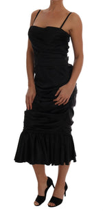 Dolce & Gabbana Black Mermaid Ruched Gown Women's Dress