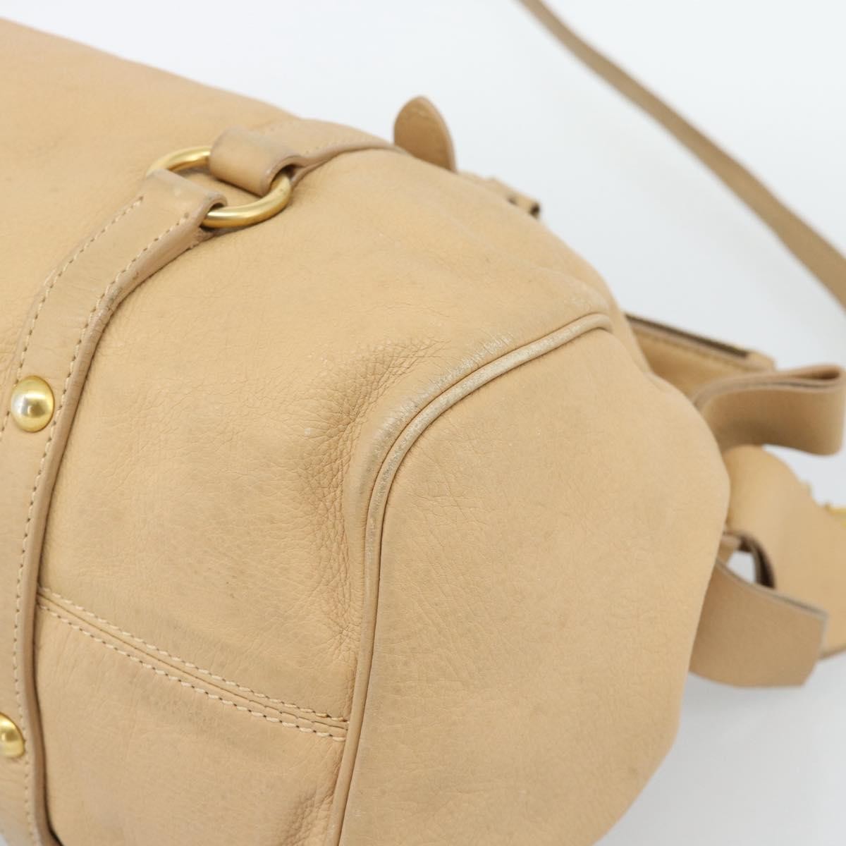 Miu Miu Convertible Satchel Leather Beige Leather Handbag (Pre-Owned)
