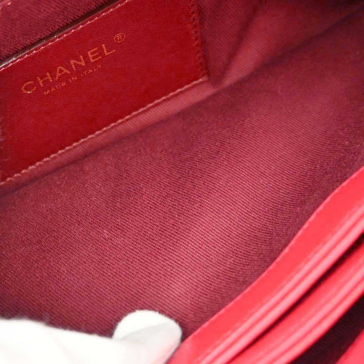 Chanel Just Mademoiselle Quilted Lambskin Red Leather Handbag (Pre-Owned)