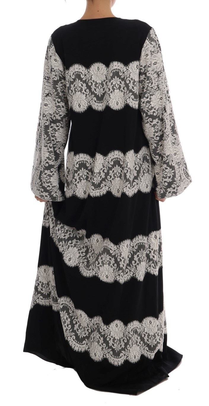 Dolce & Gabbana Elegant Silk Floral Lace Kaftan Maxi Women's Dress