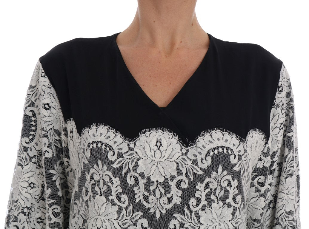 Dolce & Gabbana Elegant Silk Floral Lace Kaftan Maxi Women's Dress