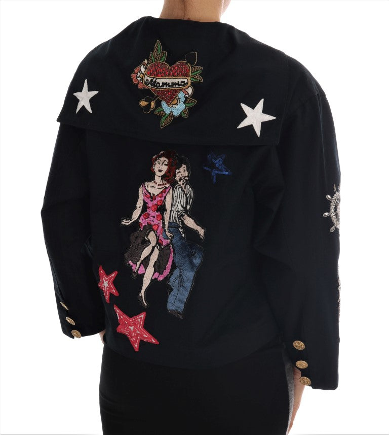 Dolce & Gabbana Blue Crystal MAMMA Sicily Women's Jacket