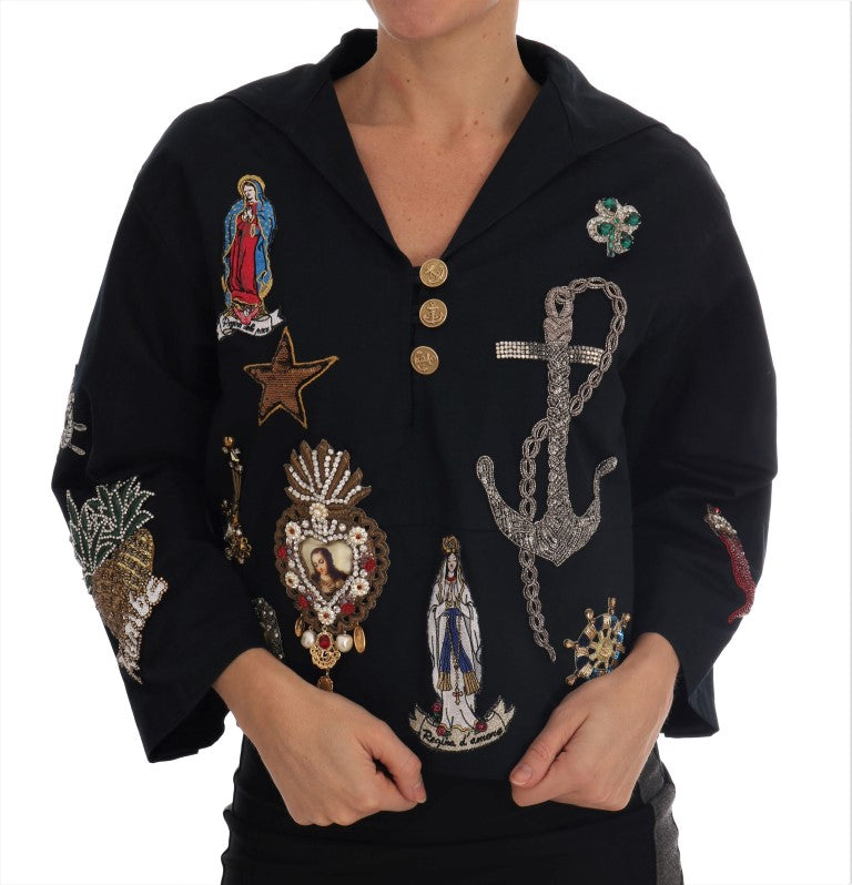 Dolce & Gabbana Blue Crystal MAMMA Sicily Women's Jacket
