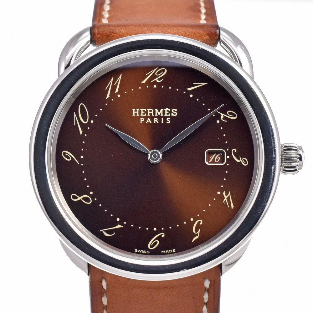 Hermes Arceau Quartz Stainless Steel And Alligator Watch (Pre-Owned)