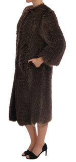 Dolce & Gabbana Brown Raccoon Fur Coat Women's Jacket