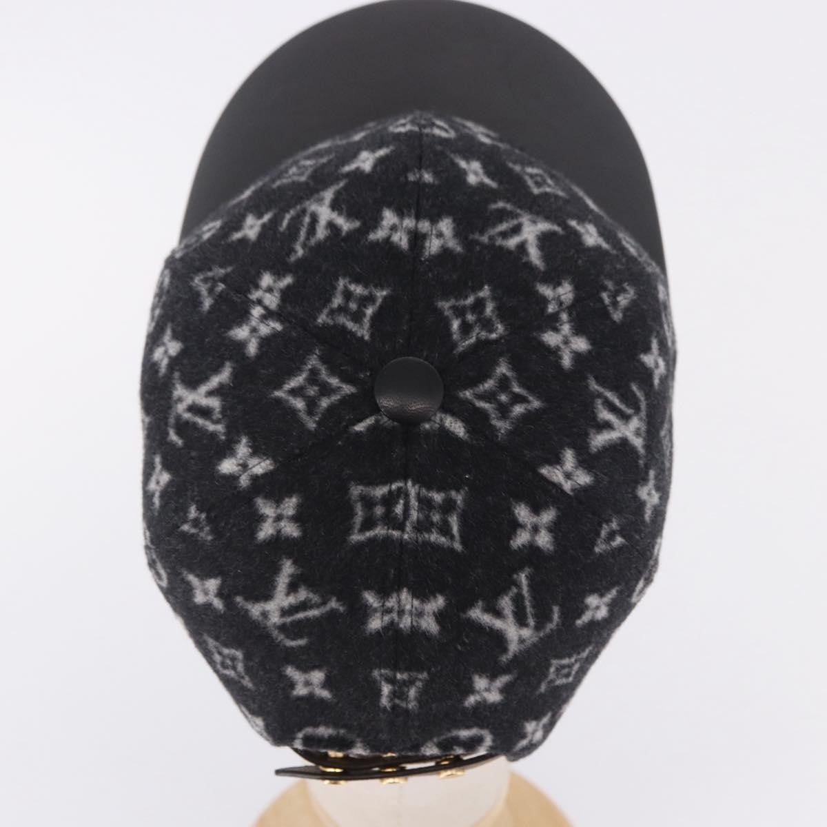 Louis Vuitton Carry On Baseball Cap Monogram Wool And Leather Black Wool Head Accessory Accessory (Pre-Owned)