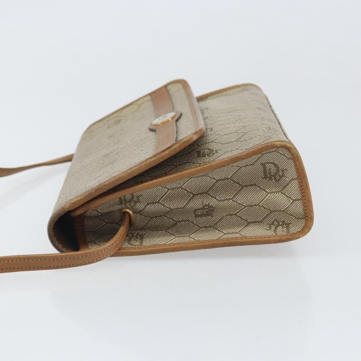 Christian Dior Vintage Honeycomb Canvas And Leather Beige Canvas Shoulder Bag Bag (Pre-Owned)