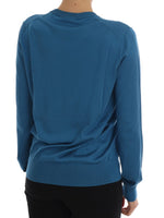 Dolce & Gabbana Blue Silk Sequined Capri Pullover Women's Sweater