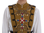 Dolce & Gabbana Yellow Crystal Cross Vest Women's Jacket