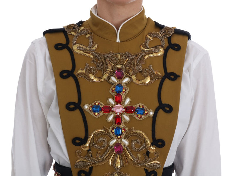 Dolce & Gabbana Runway Embellished Crystal Cross Women's Vest