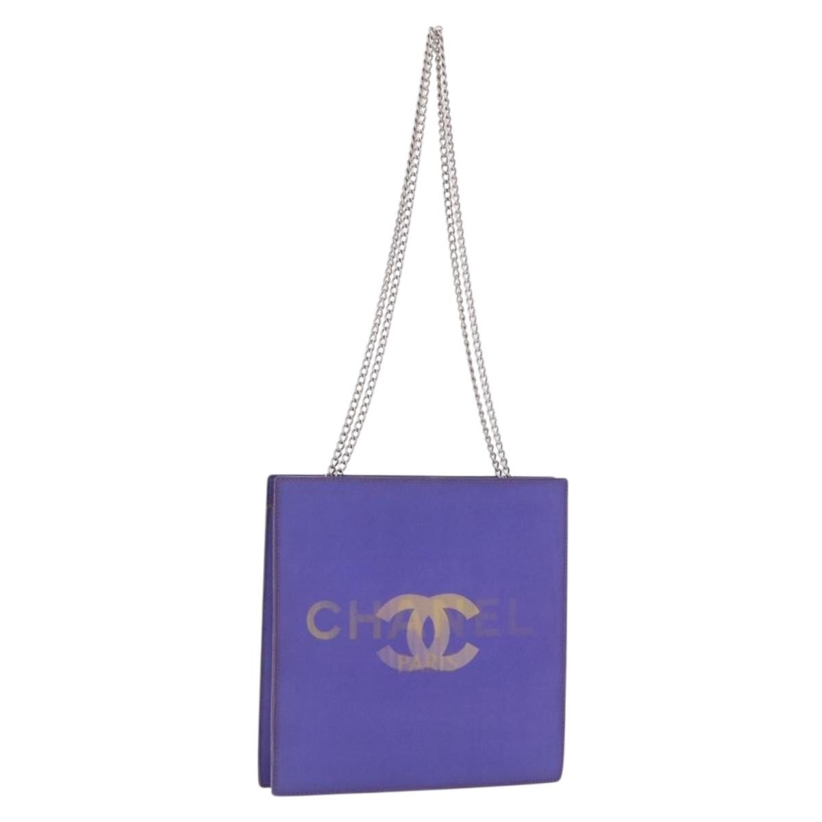 Chanel Vintage Holographic Chain Vinyl Purple Plastic Tote Bag Bag (Pre-Owned)