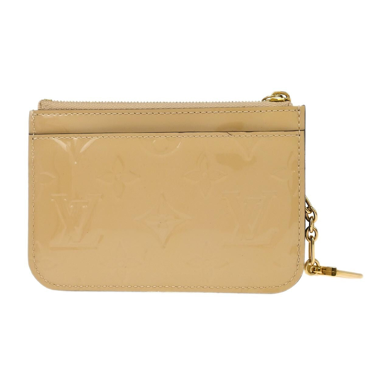 Louis Vuitton Pochette Clés Nm Monogram Vernis Patent Leather Beige Patent_Leather Wallets Accessory (Pre-Owned)