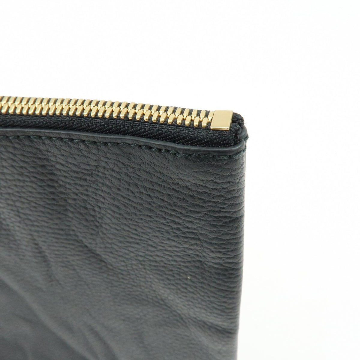 Gucci Bamboo Zip Pouch (Outlet) Leather Black Leather Clutche & Pouche Bag (Pre-Owned)