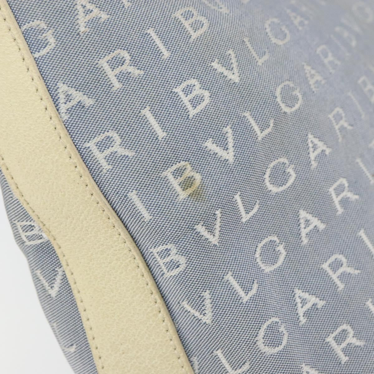 Bvlgari Logomania Canvas With Leather Blue Canvas Shoulder Bag Bag (Pre-Owned)