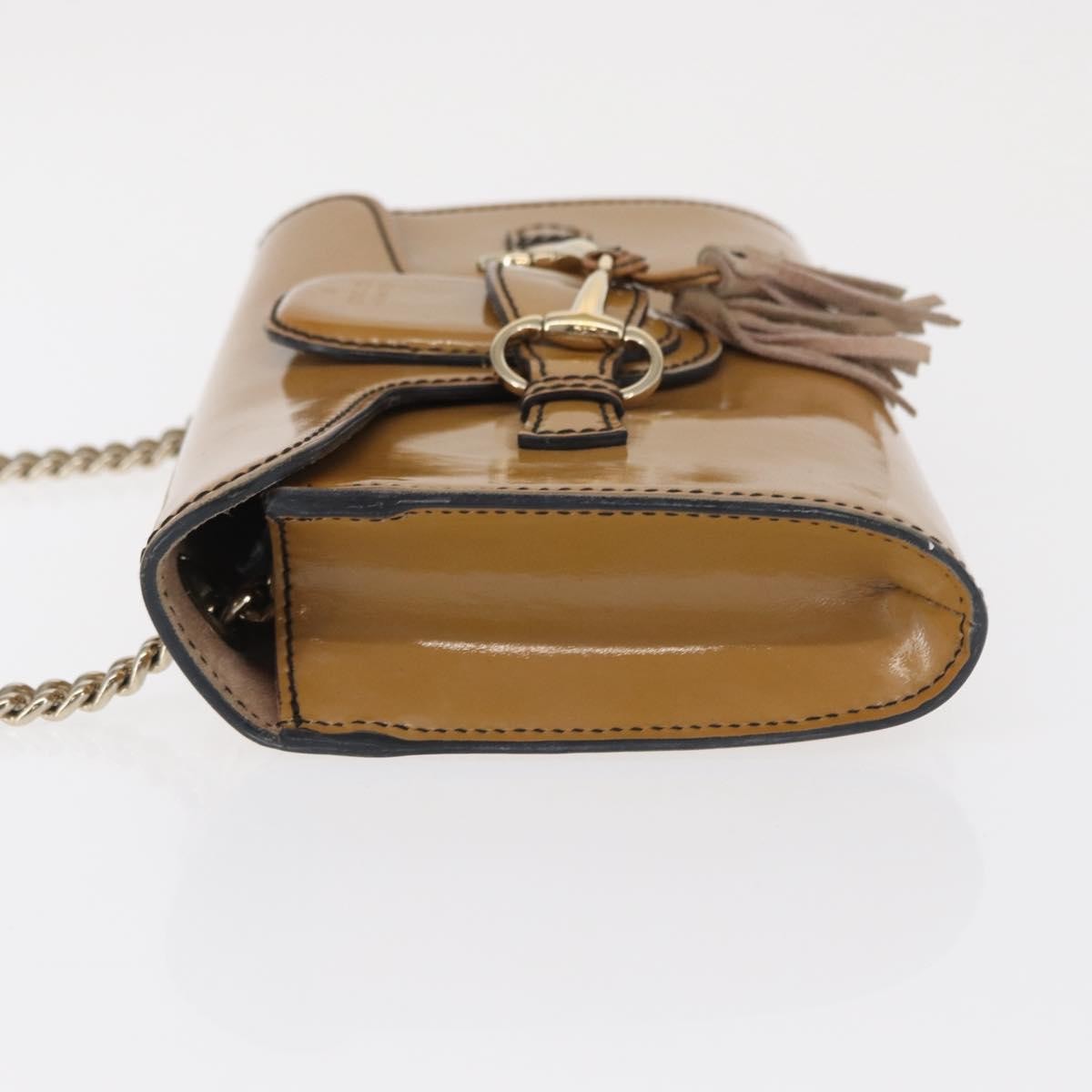Gucci Emily Chain Flap Patent Beige Patent_Leather Shoulder Bag Bag (Pre-Owned)
