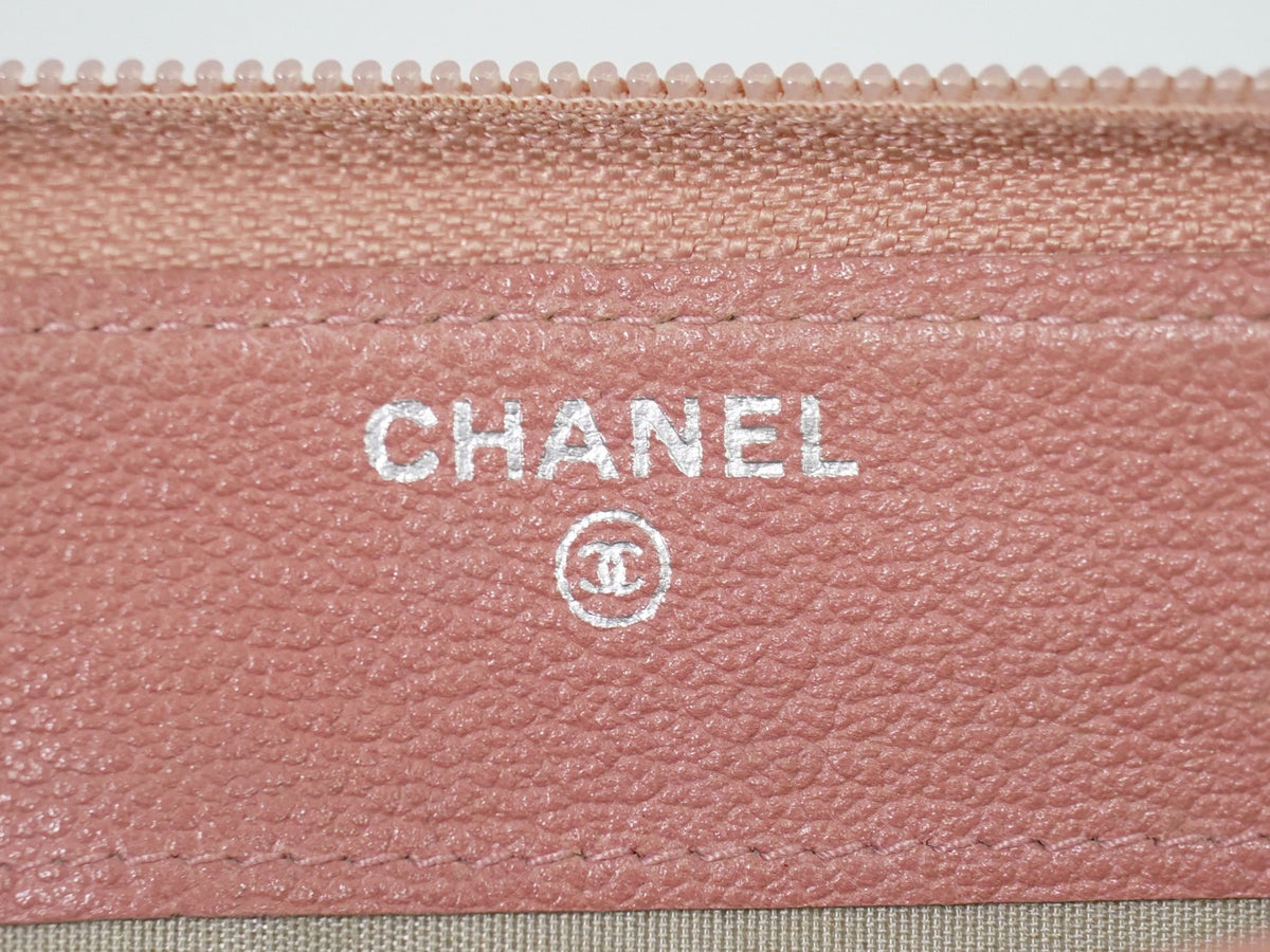 Chanel Camellia Zip Around Organizer Leather Pink Leather Wallets Accessory (Pre-Owned)