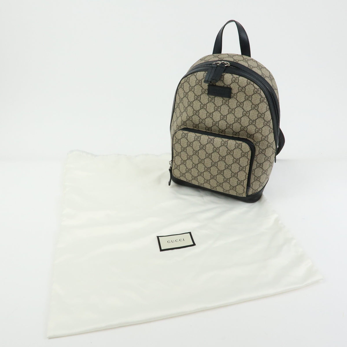 Gucci Zip Pocket Gg Coated Canvas Beige Canvas Backpack Bag (Pre-Owned)