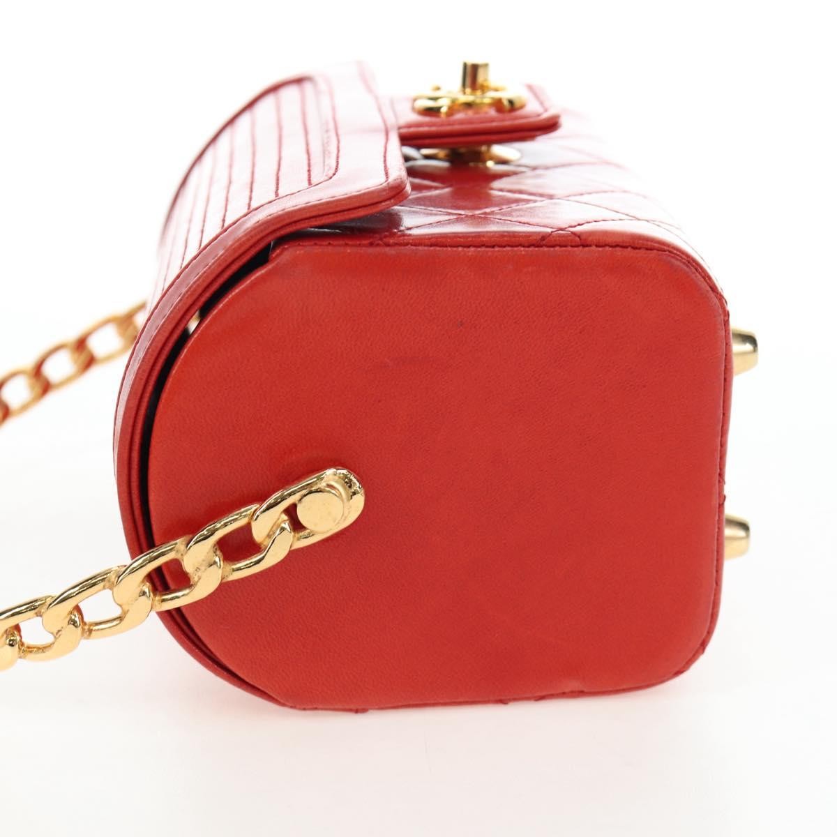 Chanel Vintage Mademoiselle Top Handle Flap Quilted Leather Red Leather Handbag (Pre-Owned)