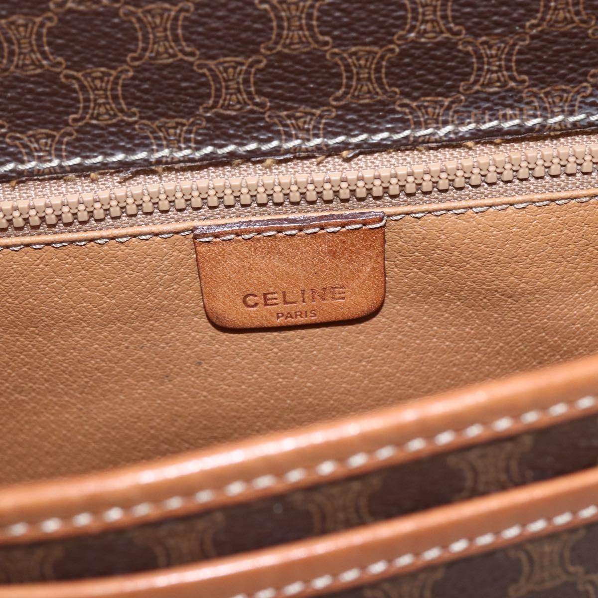 Celine Vintage Macadam Canvas And Leather Brown Canvas Shoulder Bag Bag (Pre-Owned)