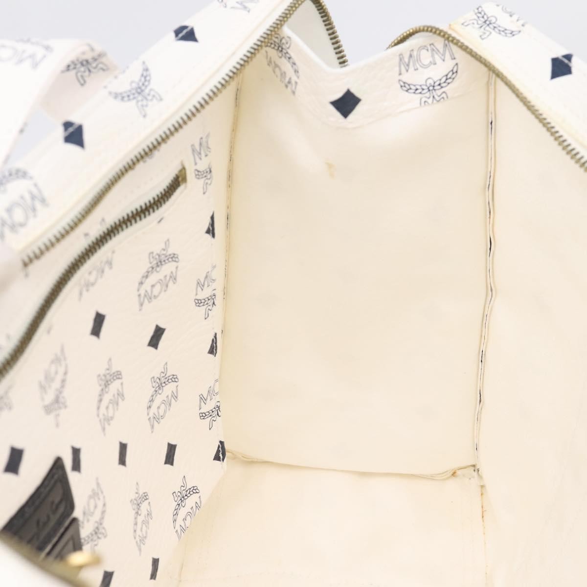 MCM Vintage Visetos Canvas White Canvas Tote Bag Bag (Pre-Owned)