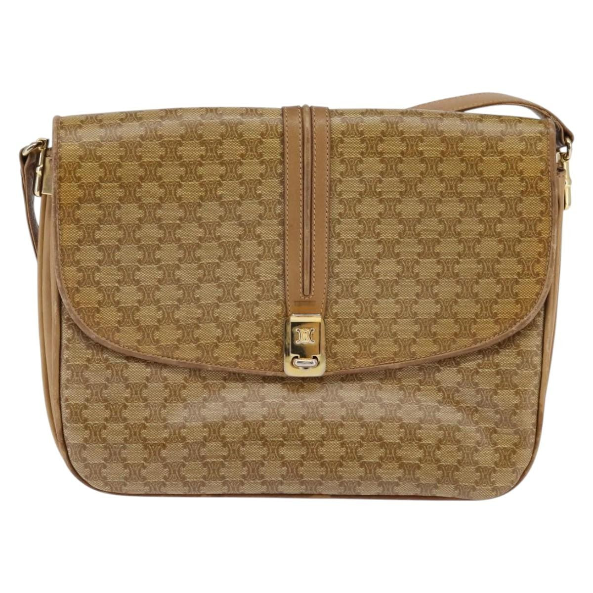 Celine Vintage Macadam Canvas And Leather Beige Canvas Shoulder Bag Bag (Pre-Owned)