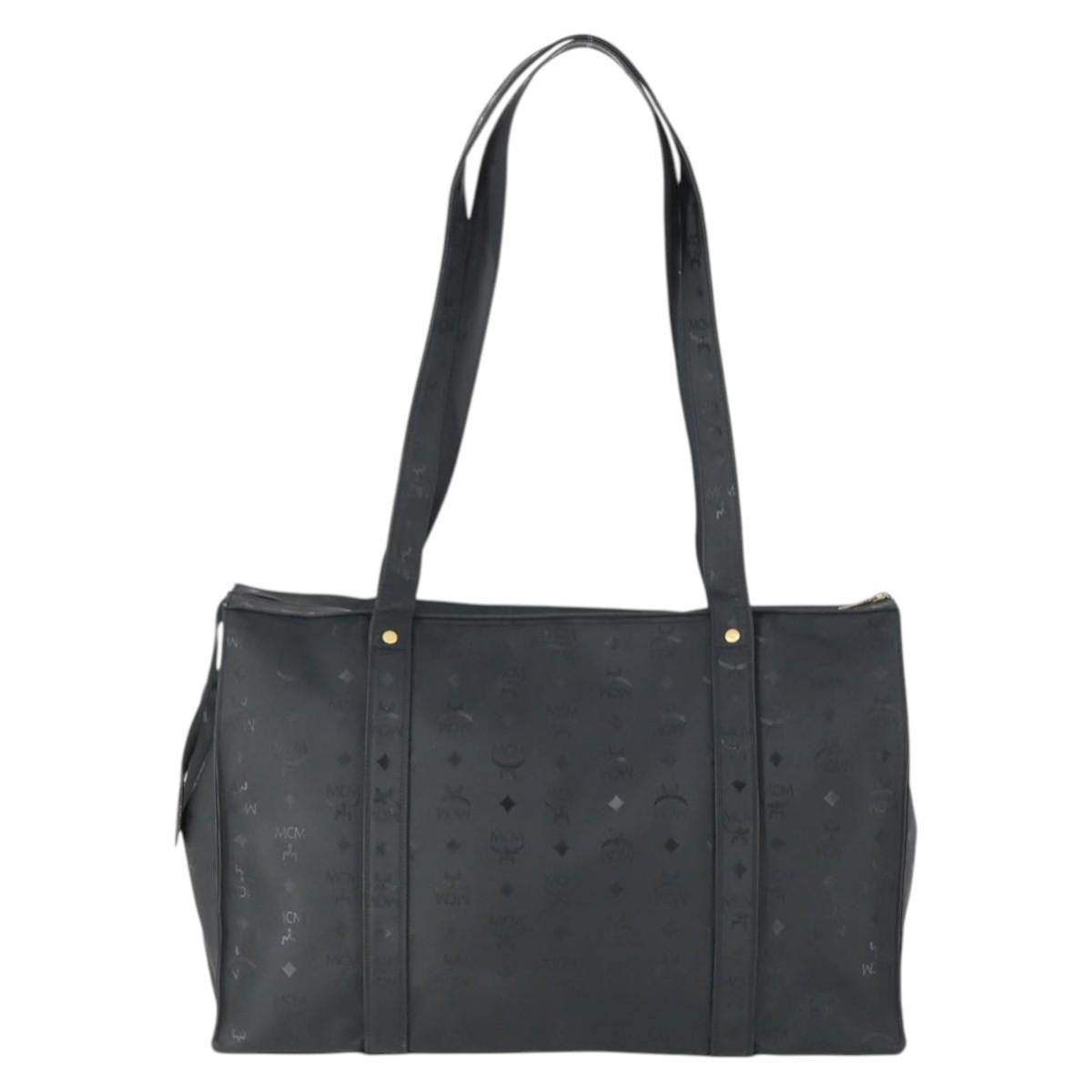 MCM Vintage Visetos Canvas Black Canvas Tote Bag Bag (Pre-Owned)