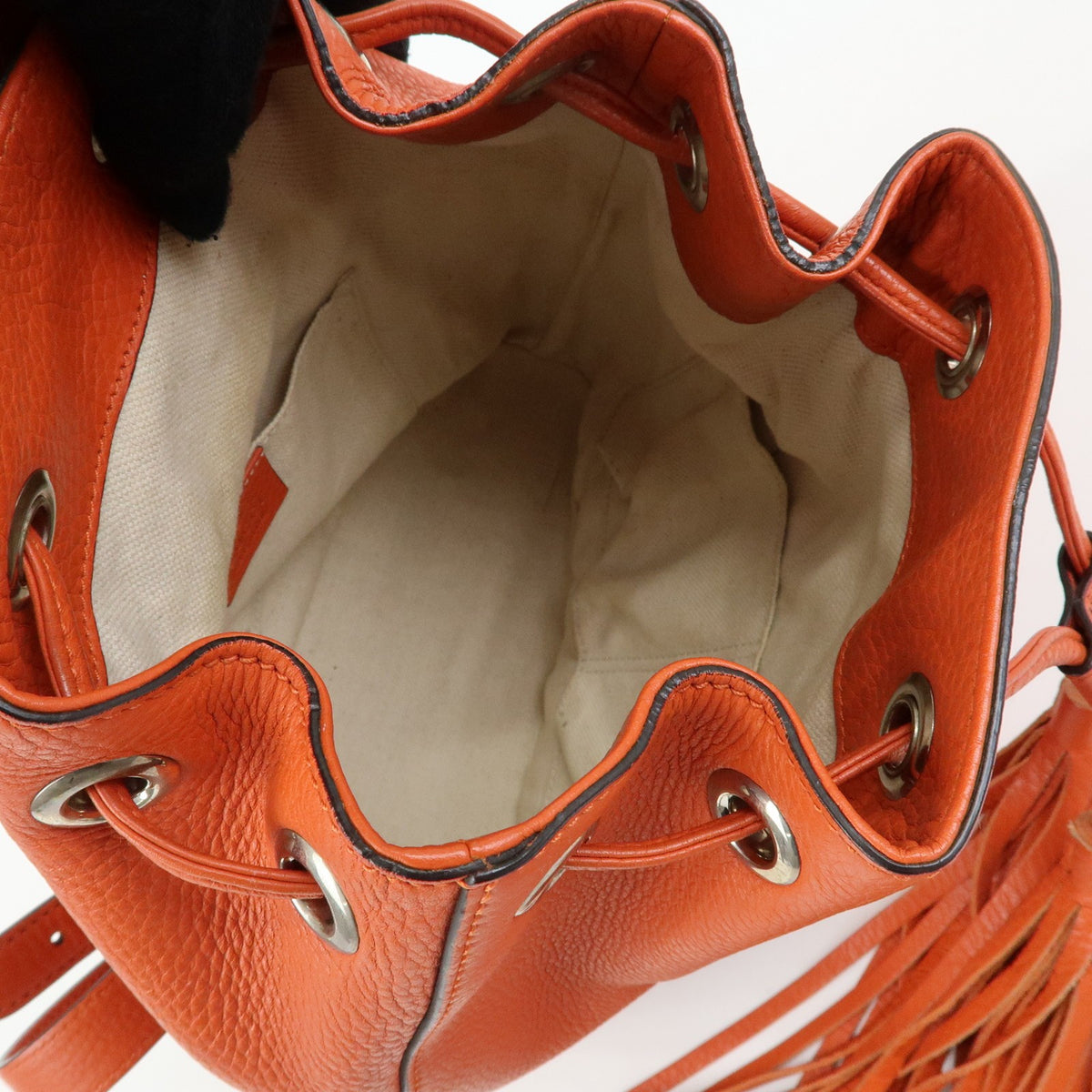 Gucci Bamboo Tassel Leather Orange Leather Backpack Bag (Pre-Owned)