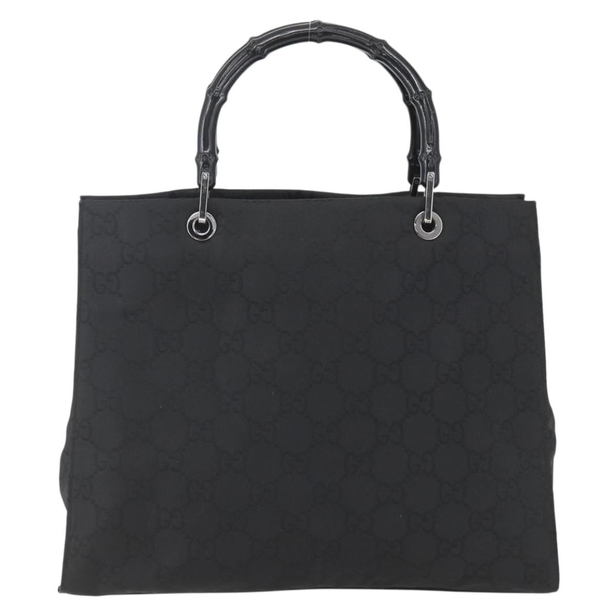 Gucci Vintage Bamboo Handle Tote Gg Nylon Black Nylon Tote Bag Bag (Pre-Owned)