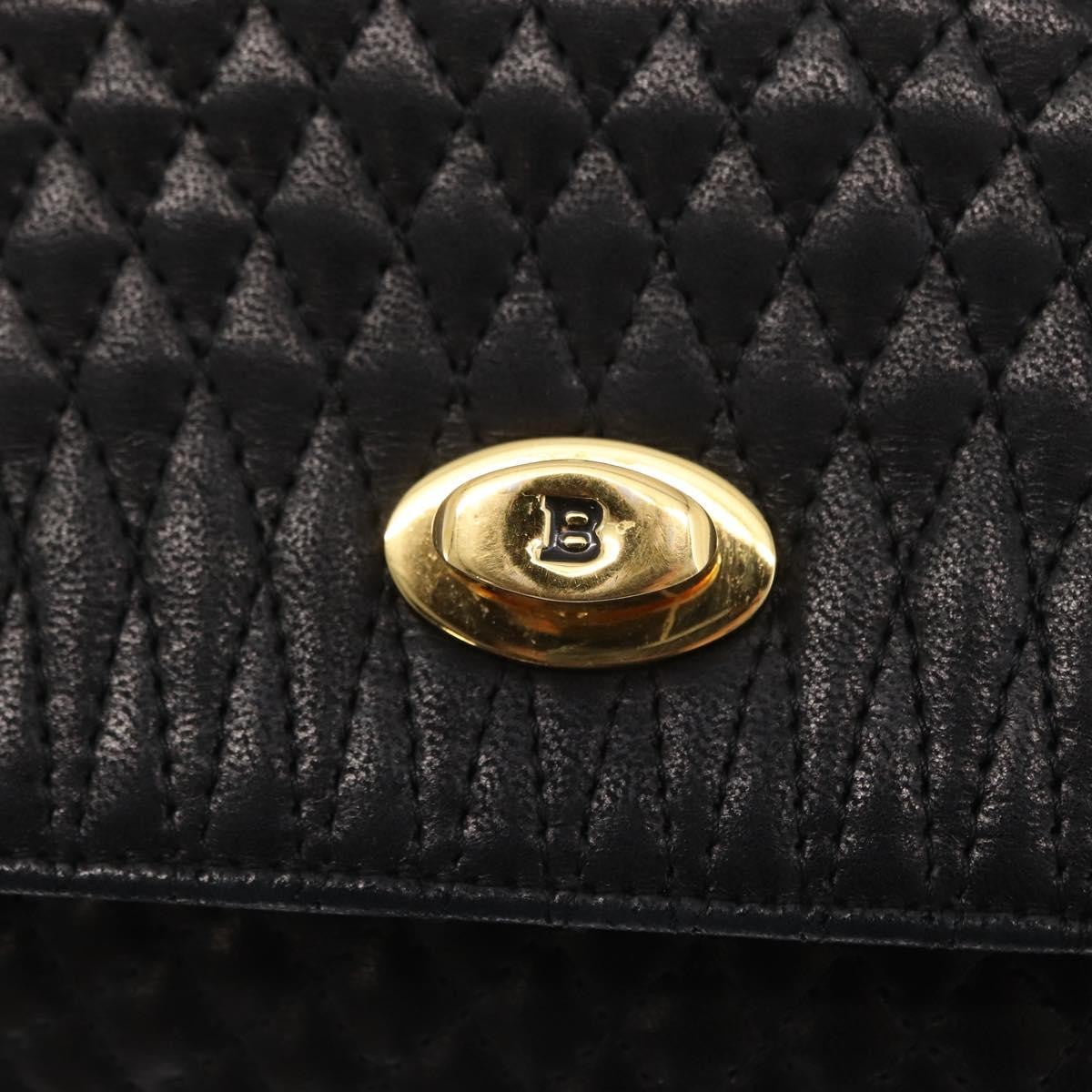 Bally Vintage Quilted Leather Black Leather Handbag (Pre-Owned)