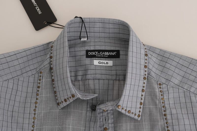 Dolce & Gabbana Elegant Gray Checkered Slim Fit Casual Men's Shirt