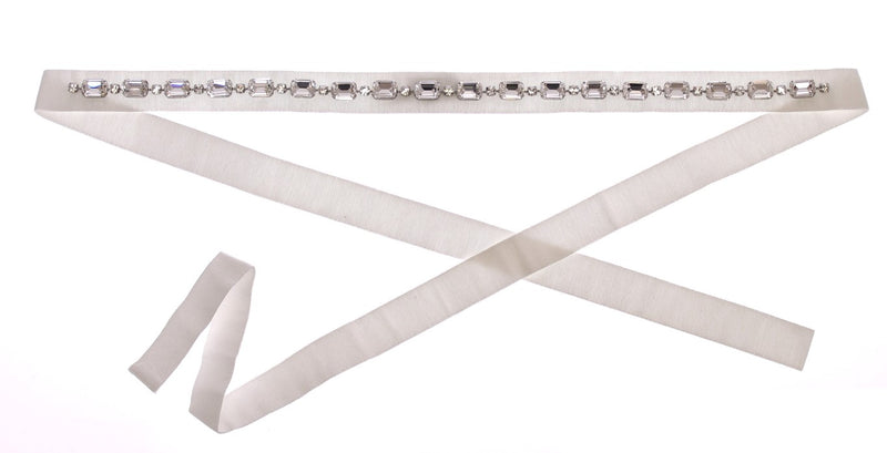 Dolce & Gabbana White Crystal Stones Waist Women's Belt
