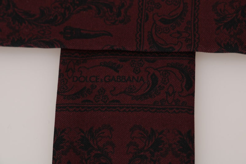 Dolce & Gabbana Bordeaux Silk Crown Chili Men's Scarf